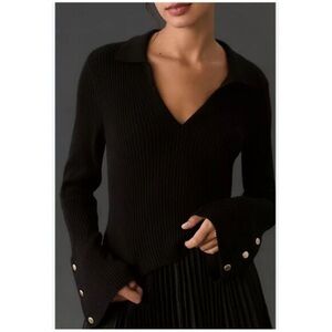 Maeve by‎ Anthropologie Top Ribbed Knit Bell Sleeve Size XXS Stretchy